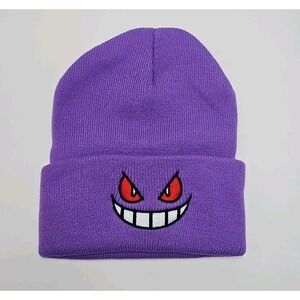 Gengar Purple Beanie Skullcap Cap Inspired by Pokemon One Size